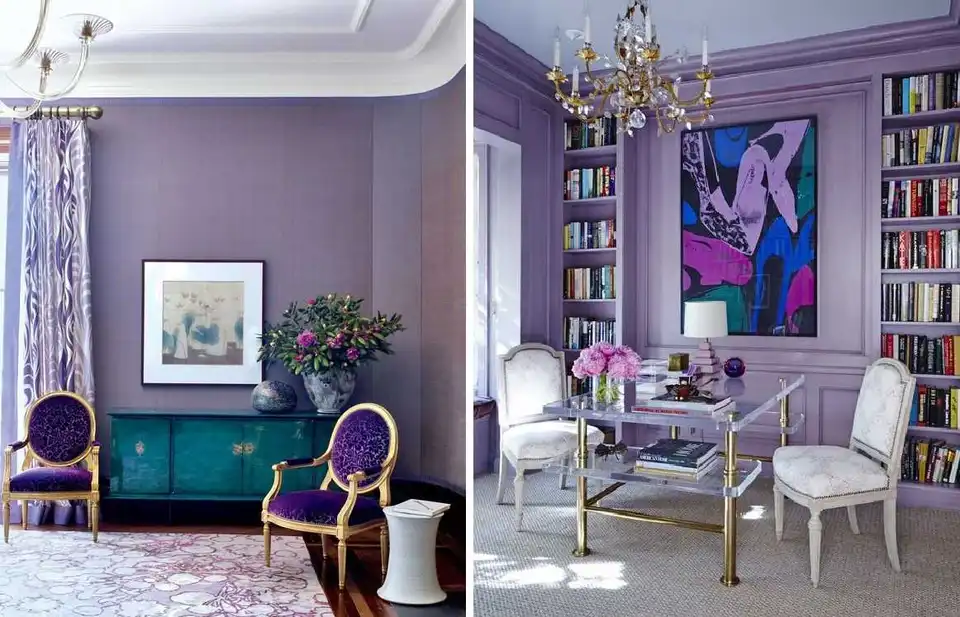 purple wall in living room